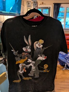 Warner Bros. Black Short-Sleeve Tee with Colorful Looney Tunes Orchestra